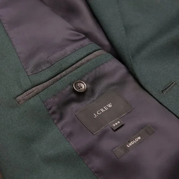 J Crew Ludlow Slim-fit suit jacket with double vent in Italian wool Green 38S - Picture 4 of 4